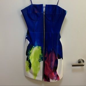 Milly neon multi print bustier dress